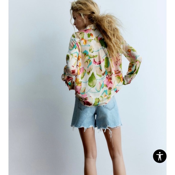 Zara Tops Zara Floral Satin Blouse Poshmark